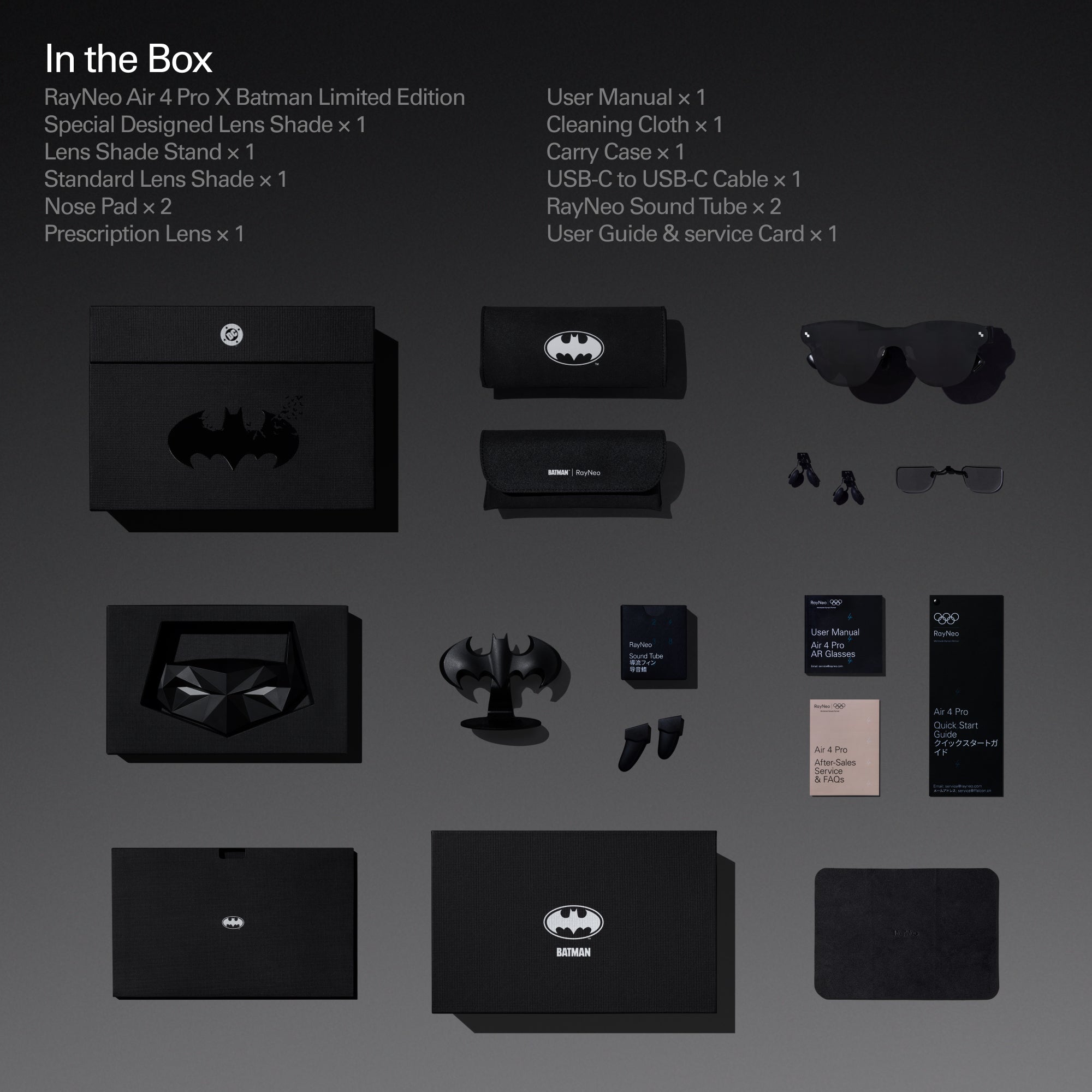 RayNeo Air 4 Pro — Edição Batman Preto